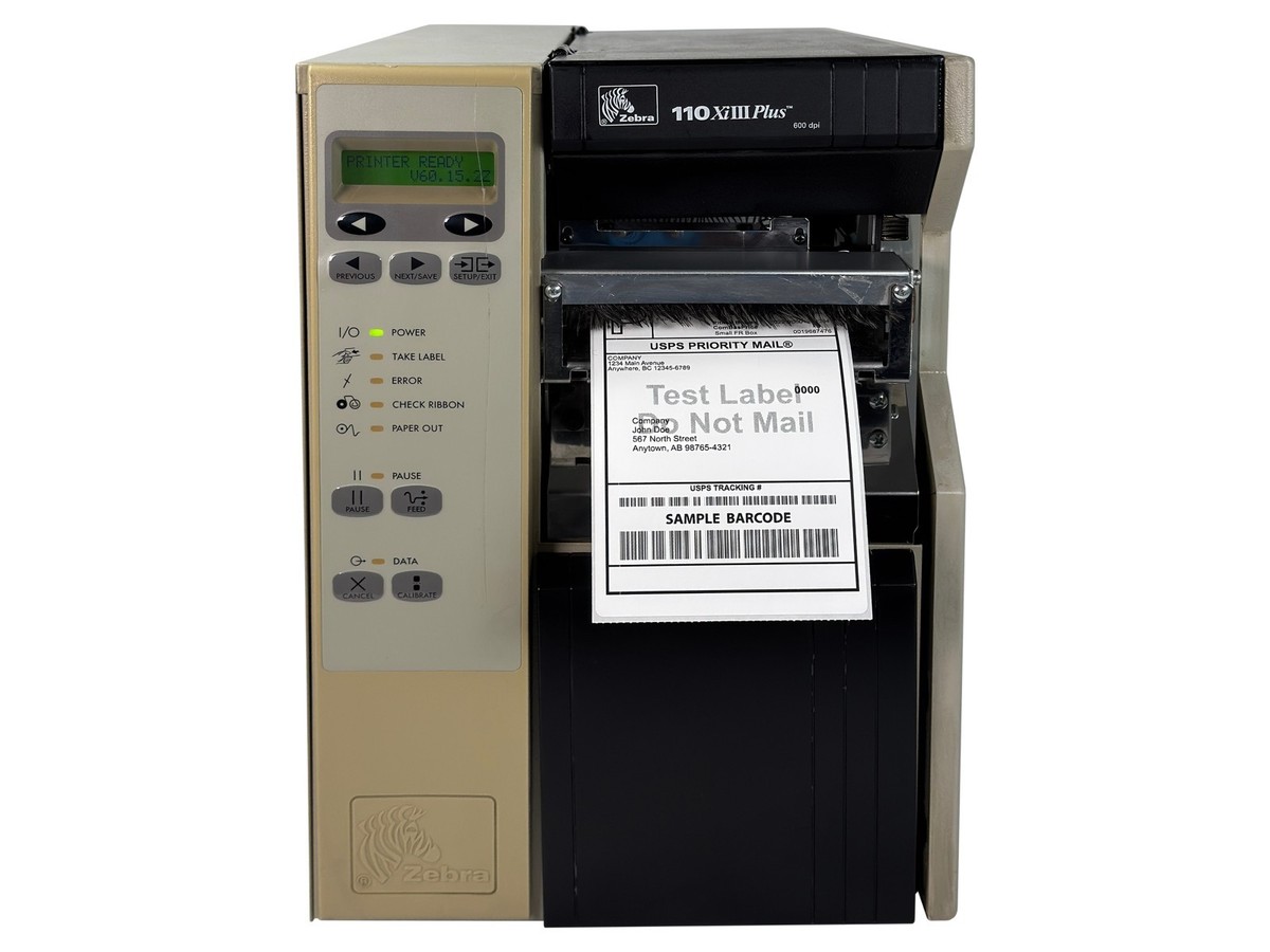 ZEBRA 110XiIII Plus Thermal Transfer Barcode Label Printer Cutter