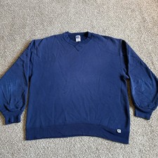 Vintage 90s Russell Athletic Blank Sweatshirt Size Large Navy Blue made In USA