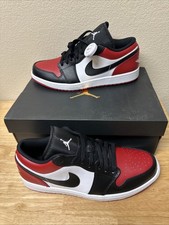 Nike Air Jordan 1 Low Bred Toe Blk Rd Wht 553558-612 Men Sz10.5NWB Authenticated
