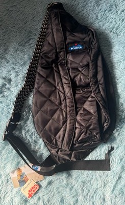 Kavu Black Braided Rope Polyester Sling Bag New Quilted Backpack Puff Hiking Bag