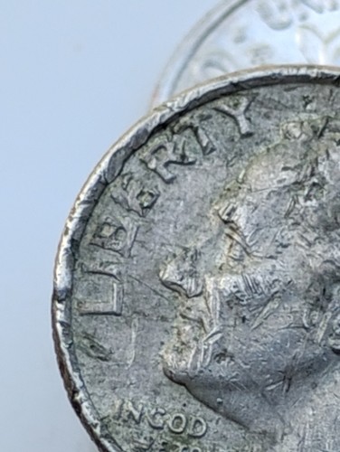 1998 P Roosevelt Dime RARE Errors Die Clash Obverse Band Error Off Center - Picture 14 of 15