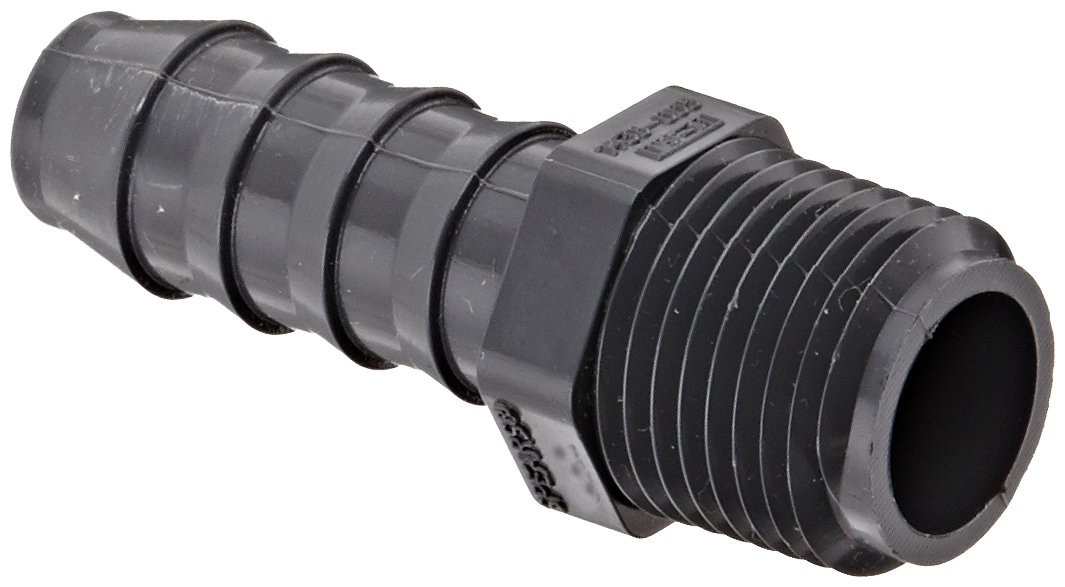 Spears Schedule 40 PVC Tube Adapter, 1/2" Barbed x NPT Male, Gray, Lightweight