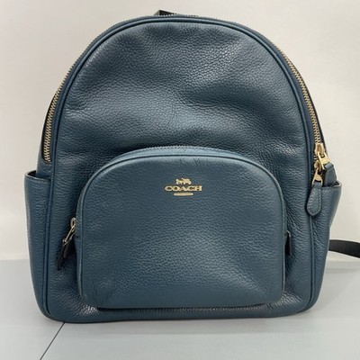 Coach Court Backpack Bag Pebbled Leather Zip 5666 Teal Green