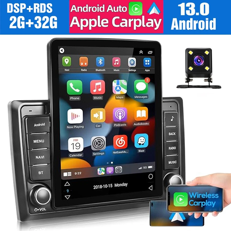 Carplay Car Stereo GPS Navi Radio Wifi w/Camera 9.7" 2+32G New 2Din Android 15 - Image 3 of 4