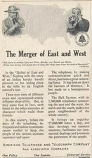 Magazine Ad - 1913 - AT&T / Bell System - The Merger of East and West
