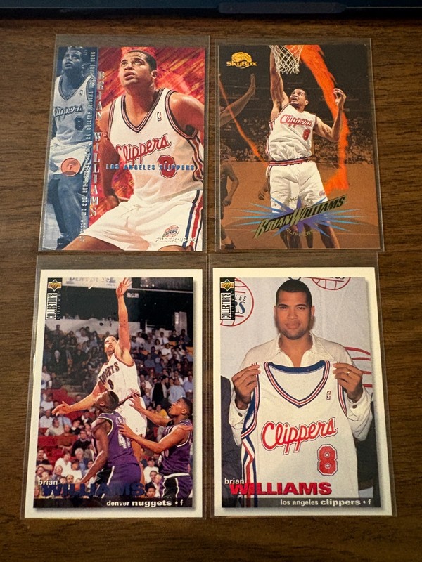 Bison Dele Brian Williams 4 card lot 1995-96 Fleer Skybox Upper Deck Clippers