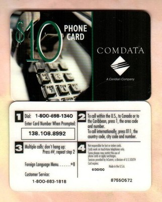 INCOMM / U.S. SOUTH Comdata, A Ceridian Company ( 1999 ) Phone Card ( EXPIRED )