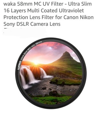 Waka 58mm MC UV Filter, Ultra Slim 16-Layer Multi-Coated Lens Protection