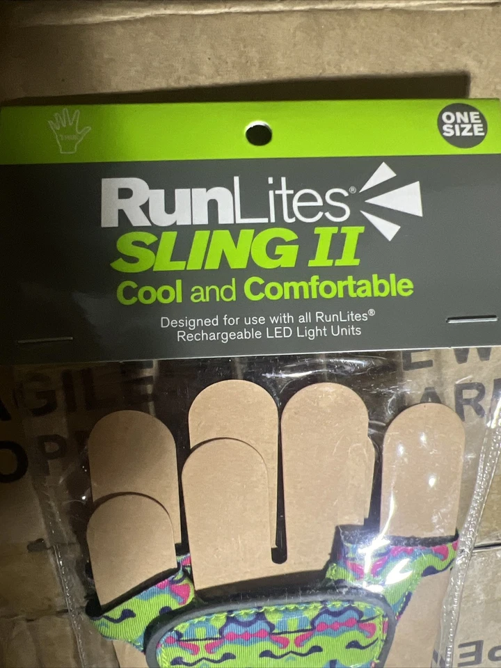 RunLites sling 2 Fingerless Strap Glove Peacock Colorway OSFA with Battery - Image 2 of 4