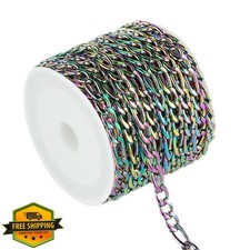 UMAOKANG 16.4ft Color Stainless Steel Figaro Chain Jewelry Making Bulk