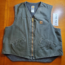 Carhartt V13 MOS XXL Tall Green Sherpa Lined Work wear vest - Made in USA