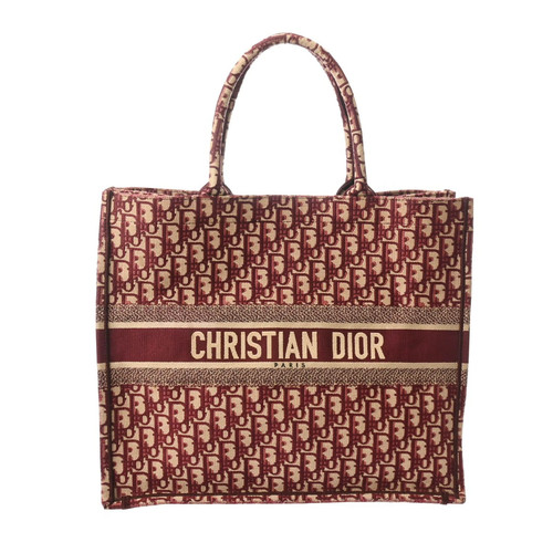 Dior Book Tote Large Handbag Canvas Bordeaux