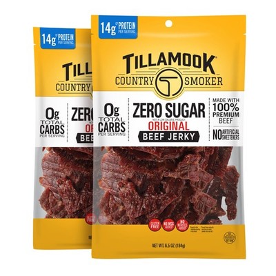 Tillamook Country Smoker Zero Sugar Original Keto Friendly Beef Jerky, 6.5 Ou...