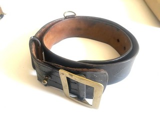 Ancienne Ceinturon Ceinture Militaire Grosse Boucle Laiton ww1 ww2