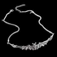 Gothic Fledermaus Bat Choker Halskette – Zinklegierung - Silberfarben