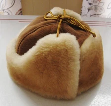 MEN'S FRR GENUINE SHEARLING SHEEPSKIN TRAPPER HAT SIZE MEDIUM