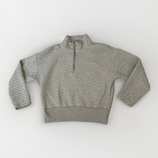 Banana Republic Quilted 1/4 Zip Sweatshirt Womens L Beige Mock Neck Pullover