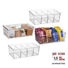 Pantry Organization and Storage Bins with Removable 10" x 6" x 3" - 4 Pack