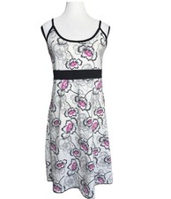 Soybu Floral Dress Medium White Pink Gray Strappy Shelf Bra Knee Length Active