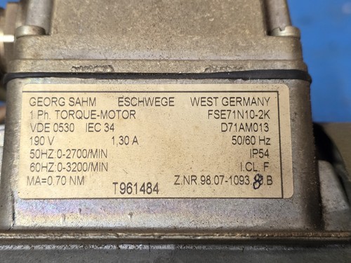 Georg Sahm Motor VDE 0530 D71M013 FSE71N10-2K USED - Picture 2 of 7