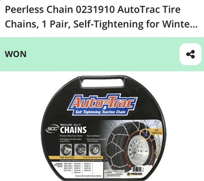 Peerless 0231910 Autotrac Self Tightening Traction Chain Truck & SUV Snow Chains