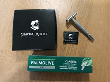 DE Safety Razor + Palmolive Shaving Cream - New Boxed Inc Travel Cover