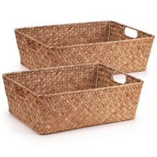 Image of Seagrass Storage Basket for Shelves, Hand-Woven Storage Basket