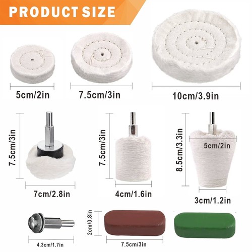 9Pcs Polishing Buffing Pad Mop Wheel Drill Kit for Car Polisher Aluminum - Picture 2 of 11