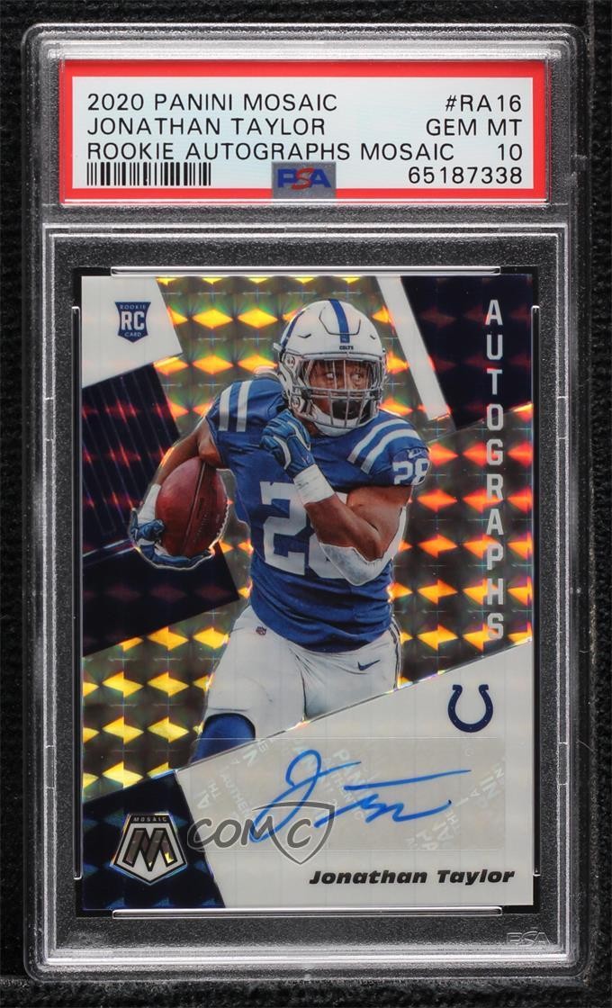 2020 Panini Mosaic Rookie Jonathan Taylor #RA16 PSA 10 GEM MT Auto RC 1q7