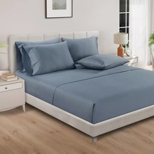 Pure Earth Organic 300 Thread Count 6-piece Sheet Set, King, Blue
