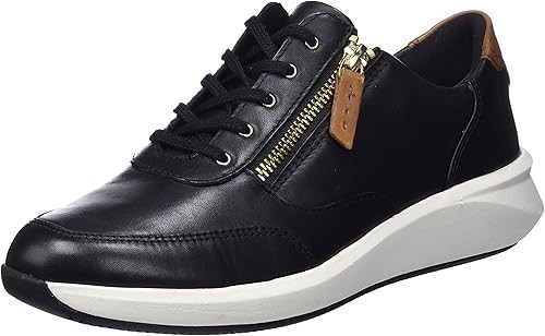 Clarks Womens Un Rio Zip Navy Combination Trainers Leather Sports Free P & P - Picture 1 of 7