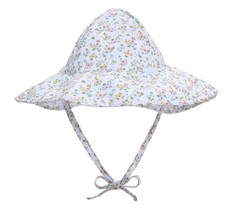 Girls' Floral Sun Hat Adjustable Strap Bow White Multicolor Flower Spring Summer