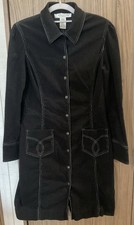 Nine West Womens Long Sleeve Black Corduroy Snap Up Dress Size 4