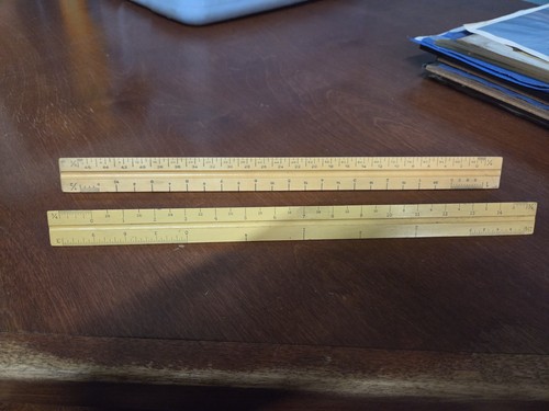Vintage Keuffel Esser Dorico Gramercy Legno di Bosso Triangolare Slide Disegno Righelli - Foto 2 di 3