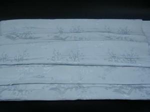 A GOOD ANTIQUE CHINESE BROCADE MISTY BLUE SILK BOLT PANEL W FLOWERS 587" LENGTH