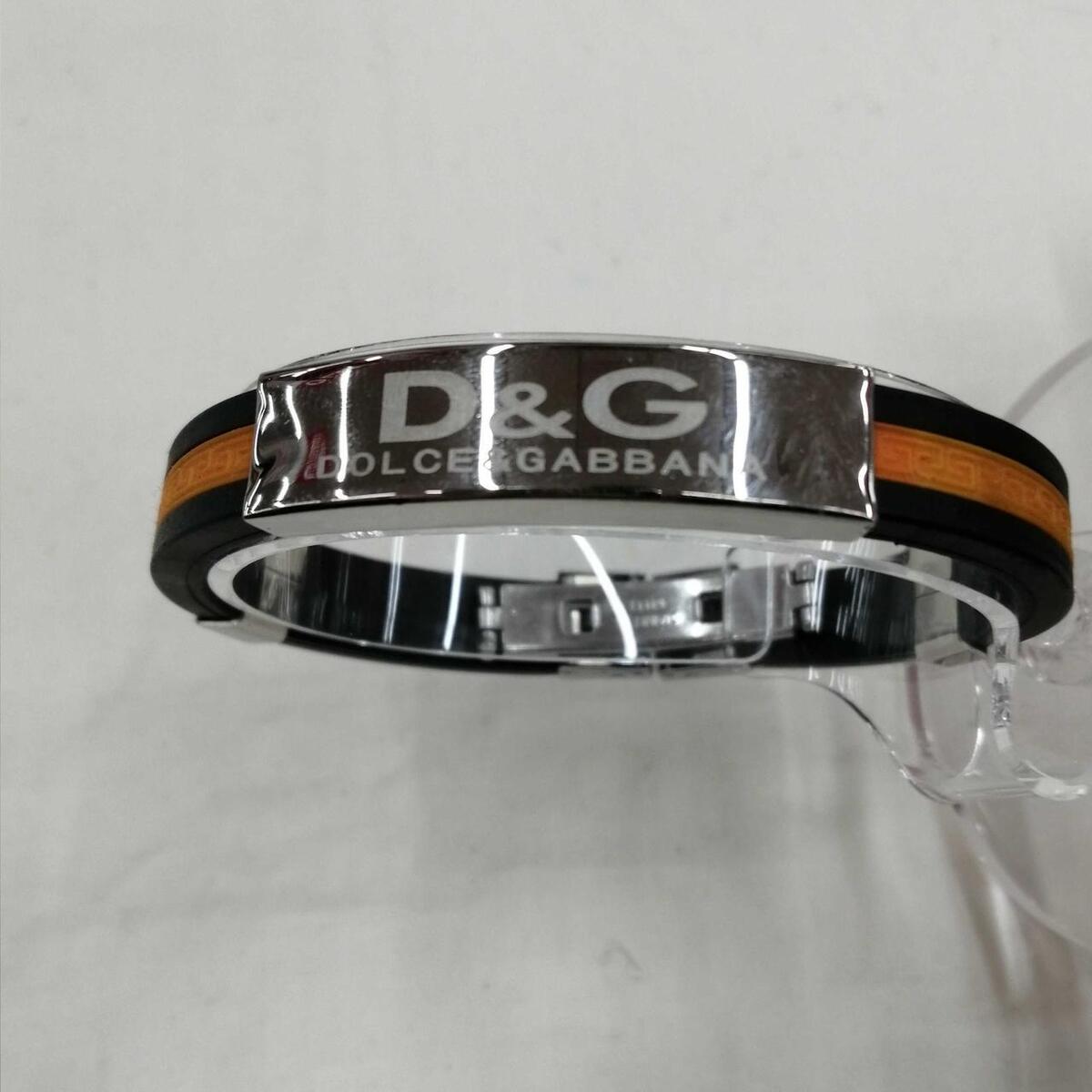 DOLCE & GABBANA Rubber Bracelet Black Orange 6.9 DOLCE & GABBANA Rubber Bracelet Black Orange 6.9
