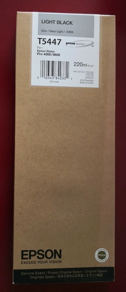 09-2016 Nuevo En Caja Epson Genuino 220ml Tinta T5447 Negro Claro Stylus 4000/9600 Foto 2 de 3