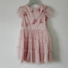 rare editions girl sequin floral tulle blush pink dress size L 10/12