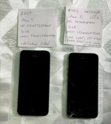 Apple iPhone 5 iPhone 5s 16GB BLACK LOT OF 2 A1429 1453