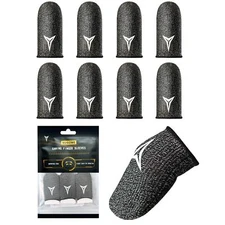 Gaming Finger Sleeves for Mobile Gaming - 0.3mm Anti-Sweat Thin 8 Pack Black