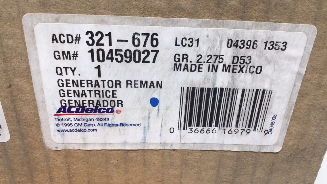 ACDelco 321-676 Remanufactured Alternator GM 10459027 | eBay