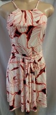 "ANN TAYLOR" IVORY ORANGE FLORAL PRINT CAREER CASUAL A LINE DRESS SZE: M NWT $90