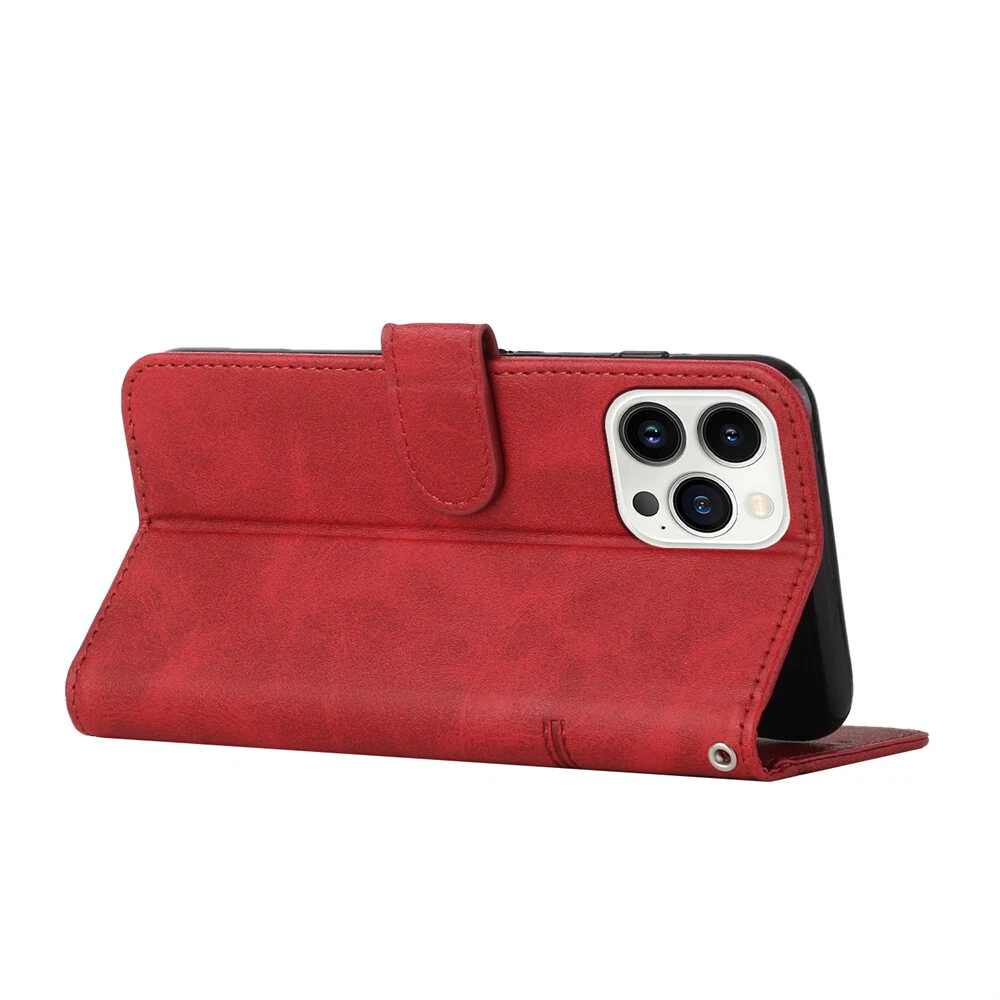 Premium Leather Flip Wallet Shockproof Case for iPhone 15 Pro Max 14 13 XR 7 with Full Protection