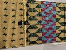 African Fabric Print 6 Yards Kente Gold Embellished 100 Cotton Sewing Material