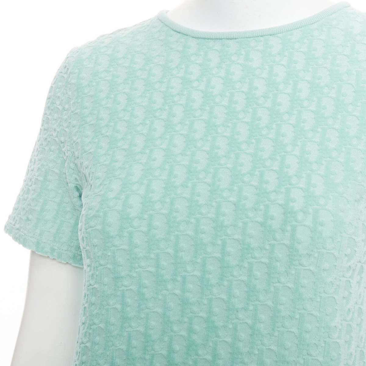 CHRISTIAN DIOR KIDS turquoise cotton velour monogram frill