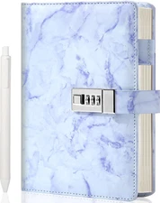 CAGIE Marble Diary with Lock for Girls and Women, A5 Secret Journal with Lock 19