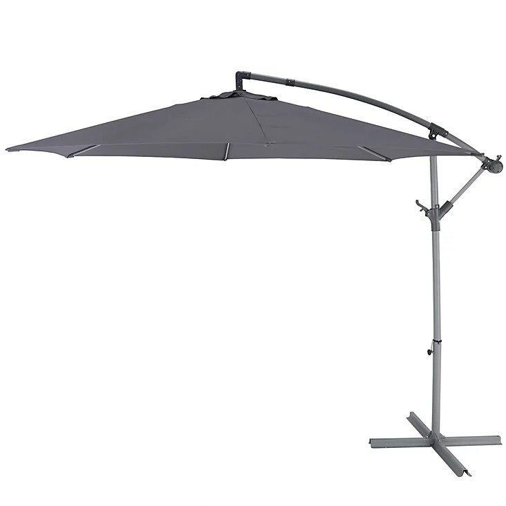 Parasol en aluminium déporté gris 300 cm au design épuré et durable