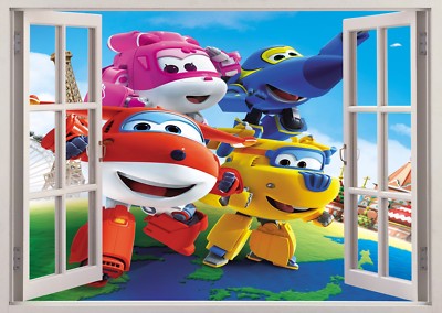 Super Wings 3D Effekt - Fenster Wand - Ansicht Sticker Poster Wandbild Aufkleber Art 656