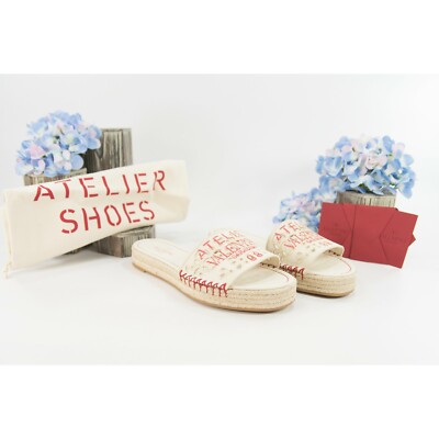 Valentino Atelier Eyelet Logo Espadrille Flatform Sandal 39.5 NIB $970