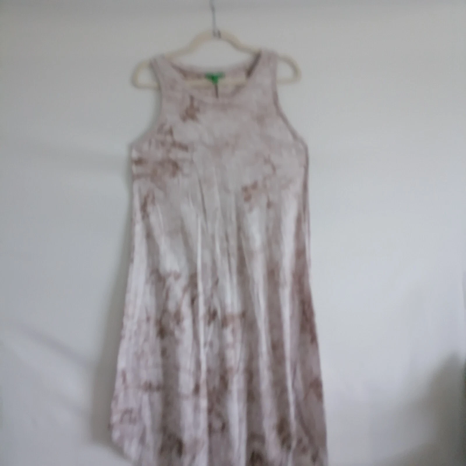 OFF WHITE Abito tubino donna Dip bianco sporco marrone tie dye senza maniche girocollo taglia large